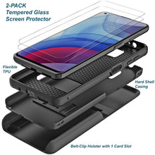 Load image into Gallery viewer, Covrware Combo Case + [2-Pack] Tempered Glass Screen Protector for Moto G Power 2021, Belt Clip Holster Case with Kickstand - COVRWARE
