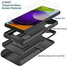 Load image into Gallery viewer, Covrware Combo Case + [2-Pack] Tempered Glass Screen Protector for Samsung Galaxy A52 5G, Belt Clip Holster Case with Kickstand - COVRWARE
