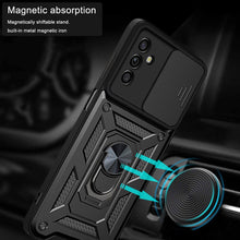 Load image into Gallery viewer, Covrware X Ring Series case for Samsung Galaxy A13 5G + [2-Pack] Tempered Glass Protector, Sliding Camera Cover Protective Phone case with Magnetic Kickstand Ring, Black - COVRWARE