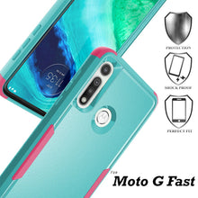 Load image into Gallery viewer, Heavy Duty Moto G Fast Protective Case with Tempered Glass Screen Protector (Commander Series) Dual Layer Drop Protection Full Body Rugged Cover - COVRWARE
