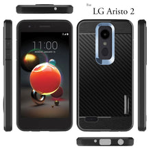 Load image into Gallery viewer, LG Aristo 2 / X210 Case, COVRWARE [Shield Series] with [Full Coverage 3D Tempered Glass Screen Protector] Soft Flexible TPU Cover with [Carbon Fiber Designed] - COVRWARE