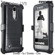 Load image into Gallery viewer, LG Aristo 3 / Aristo 2 / Aristo / Fortune / K8 (2017) / LV3 / Rebel 2 [IRON TANK Series] Brushed Metal Texture Designed Holster Case with Built-in Screen Protector - COVRWARE
