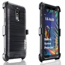 Load image into Gallery viewer, LG K40 / LG K12 Plus / LG X4 2019 / LMX420 Case, [IRON TANK Series] Brushed Metal Texture Holster Case with Built-in Screen Protector [Kickstand][Belt-Clip] - COVRWARE
