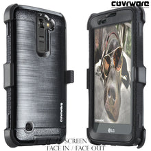 Load image into Gallery viewer, LG K7 / Tribute 5 / Escape 3 / Treasure / Phoenix 2, [IRON TANK] Brushed Metal Texture Designed Holster Case With Built-In Screen Protector - COVRWARE