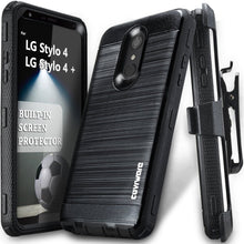Load image into Gallery viewer, LG Stylo 4 / Stylo 4 + [IRON TANK Series] Brushed Metal Texture Holster Case with Built-in Screen Protector [Kickstand][Belt-Clip] - COVRWARE