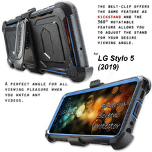 Load image into Gallery viewer, LG Stylo 5 / LG Stylo 5X / Stylo 5+ / Stylo 5 Plus [IRON TANK Series] Brushed Metal Texture Holster Case with Built-in Screen Protector [Kickstand][Belt-Clip] - COVRWARE
