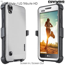 Load image into Gallery viewer, LG Tribute HD / LG X Style / LG Volt 3 [IRON TANK Series] Brushed Metal Texture Holster Case with Built-in Screen Protector - COVRWARE
