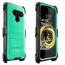 Load image into Gallery viewer, LG V50 ThinQ 5G [IRON TANK Series] Brushed Metal Texture Holster Case with Built-in Screen Protector [Kickstand][Belt-Clip] - COVRWARE
