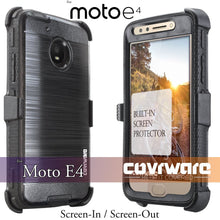 Load image into Gallery viewer, Moto E4 / Moto E (4th Gen / 2017) [IRON TANK Series] Brushed Metal Texture Designed Holster Case with Built-in Screen Protector - COVRWARE
