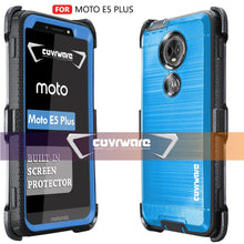 Load image into Gallery viewer, Moto E5 Plus / E5 Supra [IRON TANK Series] Brushed Metal Texture Holster Case with Built-in Screen Protector [Kickstand][Belt-Clip] - COVRWARE