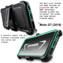 Load image into Gallery viewer, Moto G7 (2019) / G7 Plus [IRON TANK Series] Brushed Metal Texture Holster Case with Built-in Screen Protector [Kickstand][Belt-Clip] - COVRWARE
