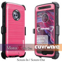 Load image into Gallery viewer, Moto X4 [IRON TANK Series] Brushed Metal Texture Holster Case with Built-in Screen Protector [Kickstand] - COVRWARE