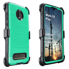 Load image into Gallery viewer, Moto Z4 / Z4 PLAY [IRON TANK Series] Brushed Metal Texture Holster Case with Built-in Screen Protector [Kickstand][Belt-Clip] - COVRWARE