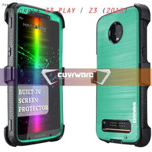 Load image into Gallery viewer, Motorola Z3 PLAY / Z3 (2018) [IRON TANK Series] Brushed Metal Texture Holster Case with Built-in Screen Protector [Kickstand][Belt-Clip] - COVRWARE
