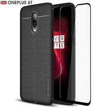 Load image into Gallery viewer, OnePlus 6T Case, COVRWARE [L Series] with [Tempered Glass Screen Protector] TPU Leather Texture Design Cover [Light Weight], Black - COVRWARE