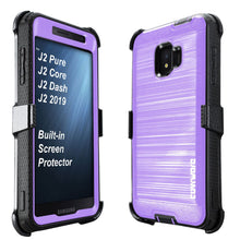 Load image into Gallery viewer, Samsung Galaxy J2 Pure / J2 Core / J2 Dash / J2 2019 [IRON TANK Series] Brushed Metal Texture Holster Case with Built-in Screen Protector [Kickstand][Belt-Clip] - COVRWARE
