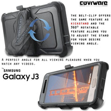 Load image into Gallery viewer, Samsung Galaxy J3 (2016)/ J3 V/ Sky/ Sol/ Amp Prime/ Express Prime [ Aegis Series ] Full-Body Armor Rugged Holster Case w/ Built-in Screen Protector [Kickstand][Belt-Clip] - COVRWARE