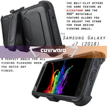 Load image into Gallery viewer, Samsung Galaxy J7 2018 / J7 Refine / J7V (2nd Gen) / J7 Star / J7 Top [IRON TANK Series] Brushed Metal Texture Holster Case with Built-in Screen Protector [Kickstand][Belt-Clip] - COVRWARE
