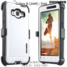 Load image into Gallery viewer, Samsung Galaxy Luna / J1 (2016) J120 / Amp 2 / Express 3 [IRON TANK Series] Brushed Metal Texture Holster Case with Built-in Screen Protector - COVRWARE