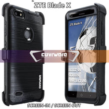 Load image into Gallery viewer, ZTE Blade X (Z965) [IRON TANK Series] Brushed Metal Texture Designed Holster Case with Built-in Screen Protector - COVRWARE