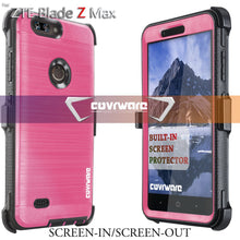 Load image into Gallery viewer, ZTE Blade Z Max (Z982) / ZTE Zmax Pro 2 [IRON TANK Series] Brushed Metal Texture Designed Holster Case with Built-in Screen Protector - COVRWARE
