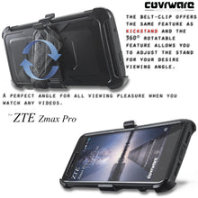 Load image into Gallery viewer, ZTE Zmax Pro (Z981) [IRON TANK Series] Brushed Metal Texture Holster Case with Built-in Screen Protector [Kickstand] - COVRWARE
